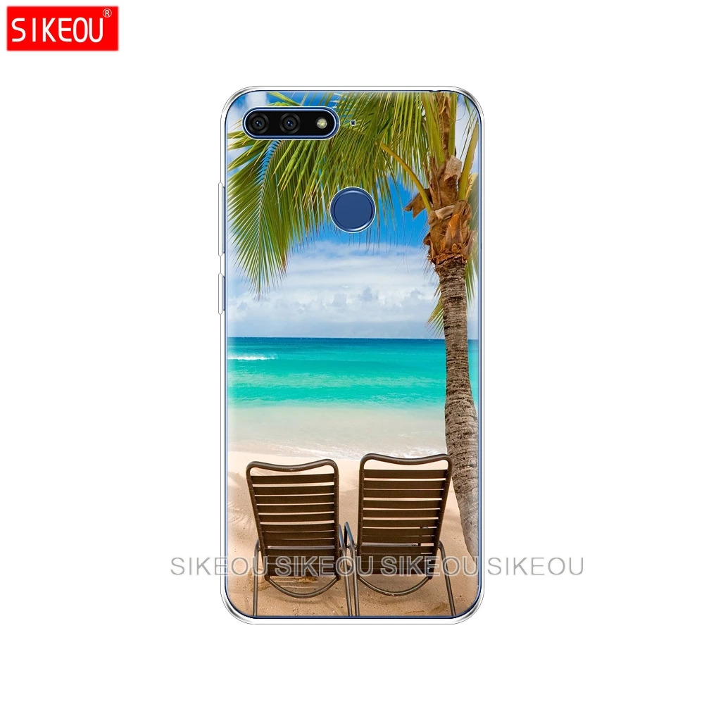 Силиконовый чехол для телефона Huawei Honor 7A PRO 7C Y5 Y6 Y7 Y9 2017 2018 Prime Neverland Ocean Sea Wave|Бамперы|