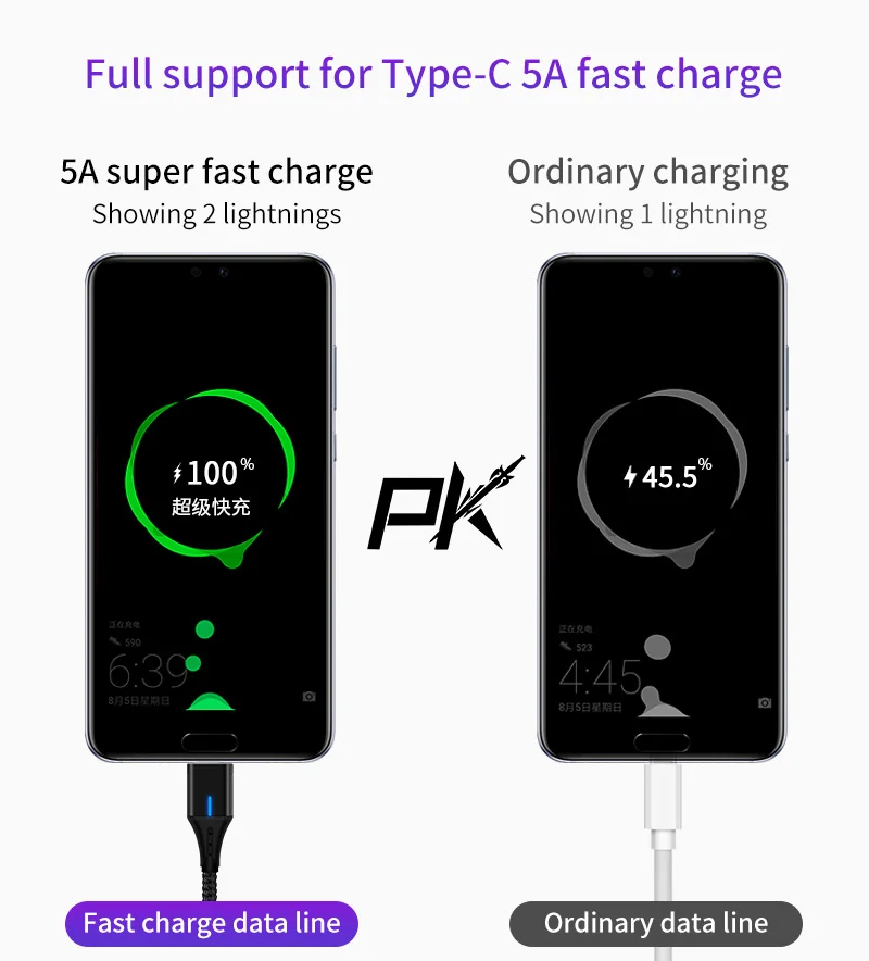 5А Магнитный кабель Supercharge usb type C для huawei P20 Lite P30 Pro Быстрая зарядка быстрое зарядное устройство USB C кабель для samsung S9 S10