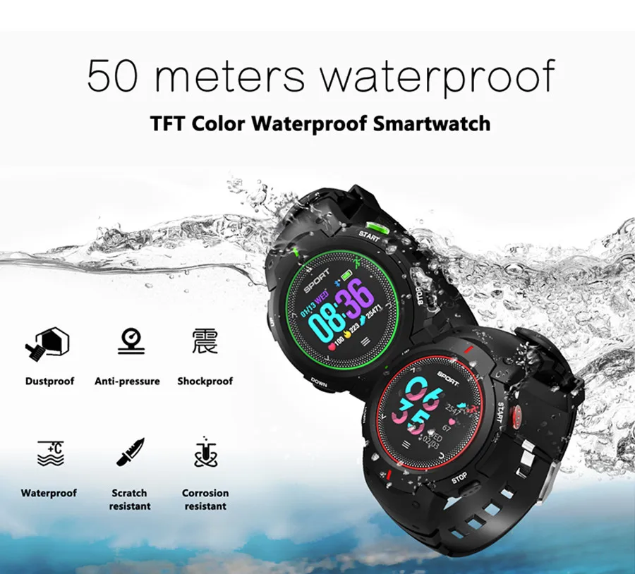 NO.1 F13 IP68 50M Waterproof Multi-sports Mode Heart Rate Monitor Remote Camera Smart Watch Smartwatch Bracelet Fitness Tracker