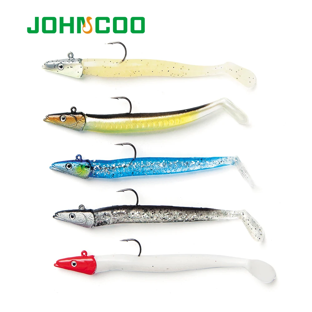 

JOHNCOO 2pcs Soft Fishing Lure 110mm 10g Wobblers Carp Fishing Silicone Bait Artificial Lure Jig Head Soft Worm Pike Lure