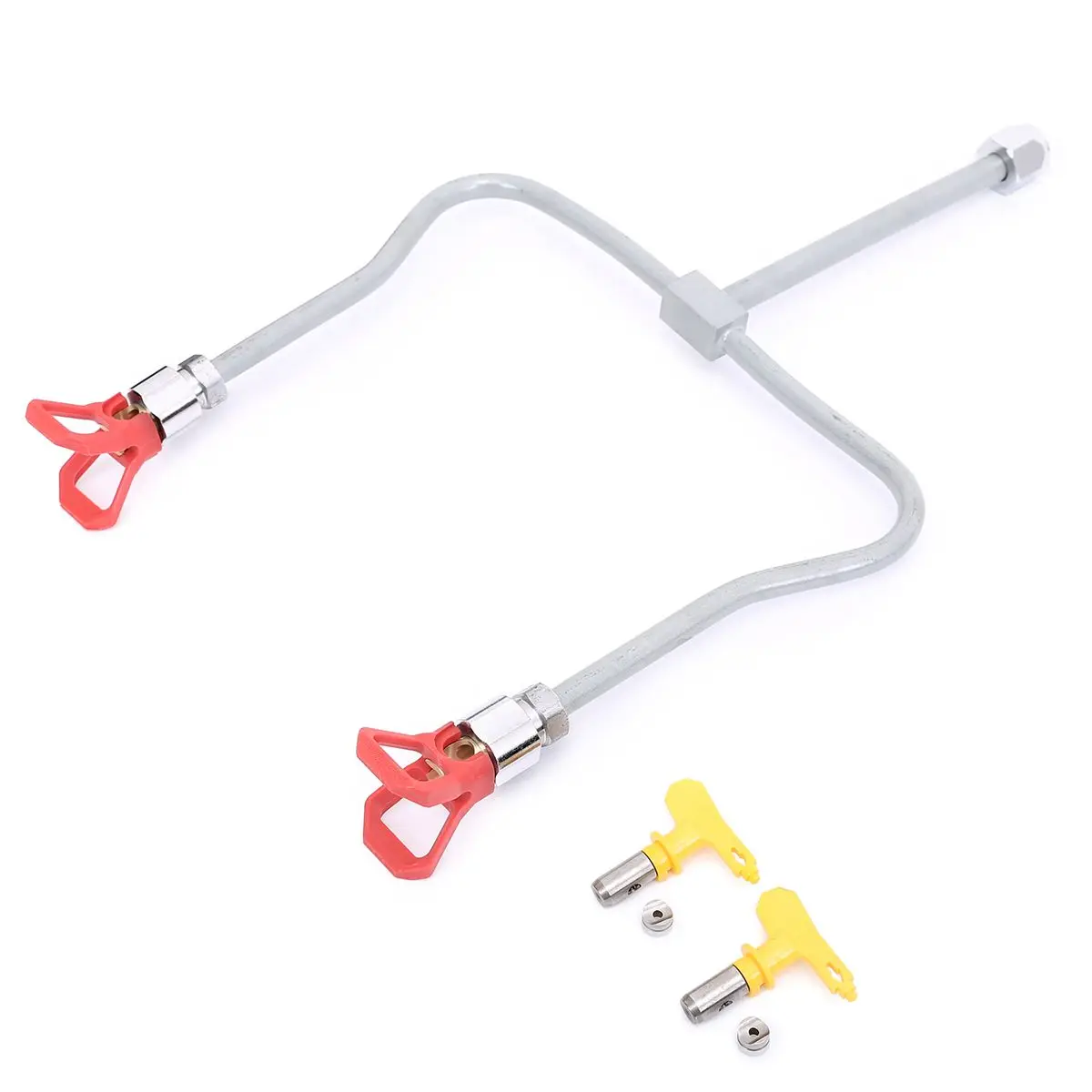Mayitr Professional Airless Paint Spray Gun Extension Pole Double Nozzle Head + Tips Guard Powerful Painting Tool New