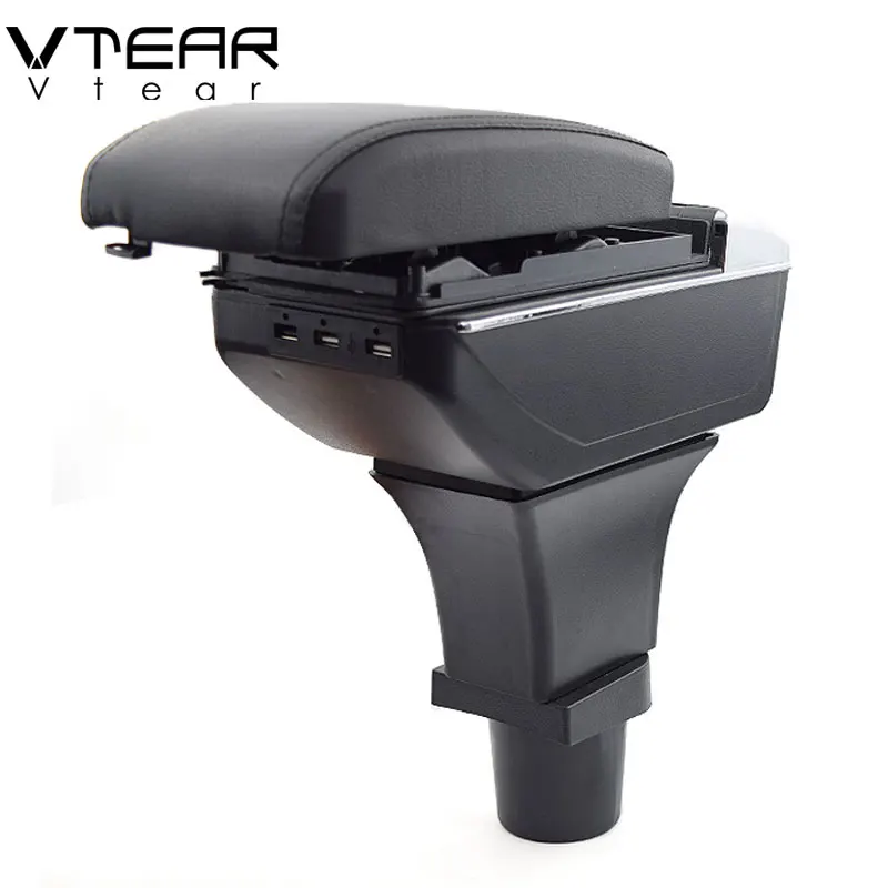 

Vtear For Kia Picanto armrest box USB Charging heighten Double layer central Store content cup holder ashtray accessories 14-18