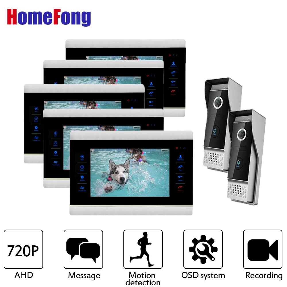 Homefong AHD 7" Video Door Intercom Doorbell Phone Wired