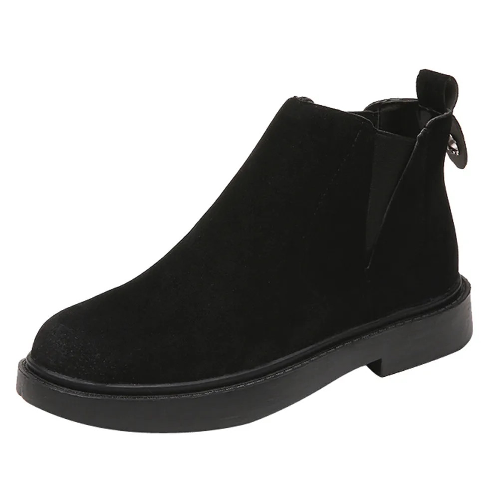 

Fashion Women's boots Round Toe Shoes Flat Booties Slip-On Suede Solid Color Shoes Martin ankle boots for women botas mujer