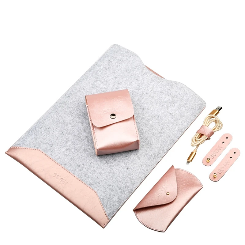 

New Coque For Macbook Pro Air 13 Sleeve Wool Felt For Macbook Pro Retina Air 11 12 13 15 Laptop Bag Mouse USB Cable Storage Bag