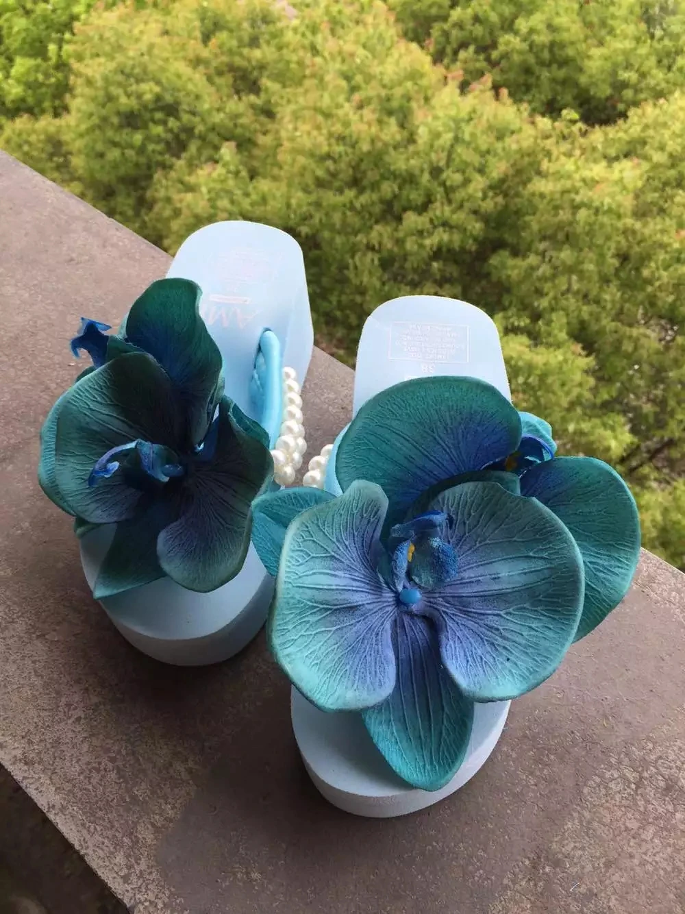 

Summer Woman Shoes Platform bath slippers Wedge Beach Flip Flops High Heel Slippers For Women Flower Ladies Shoes