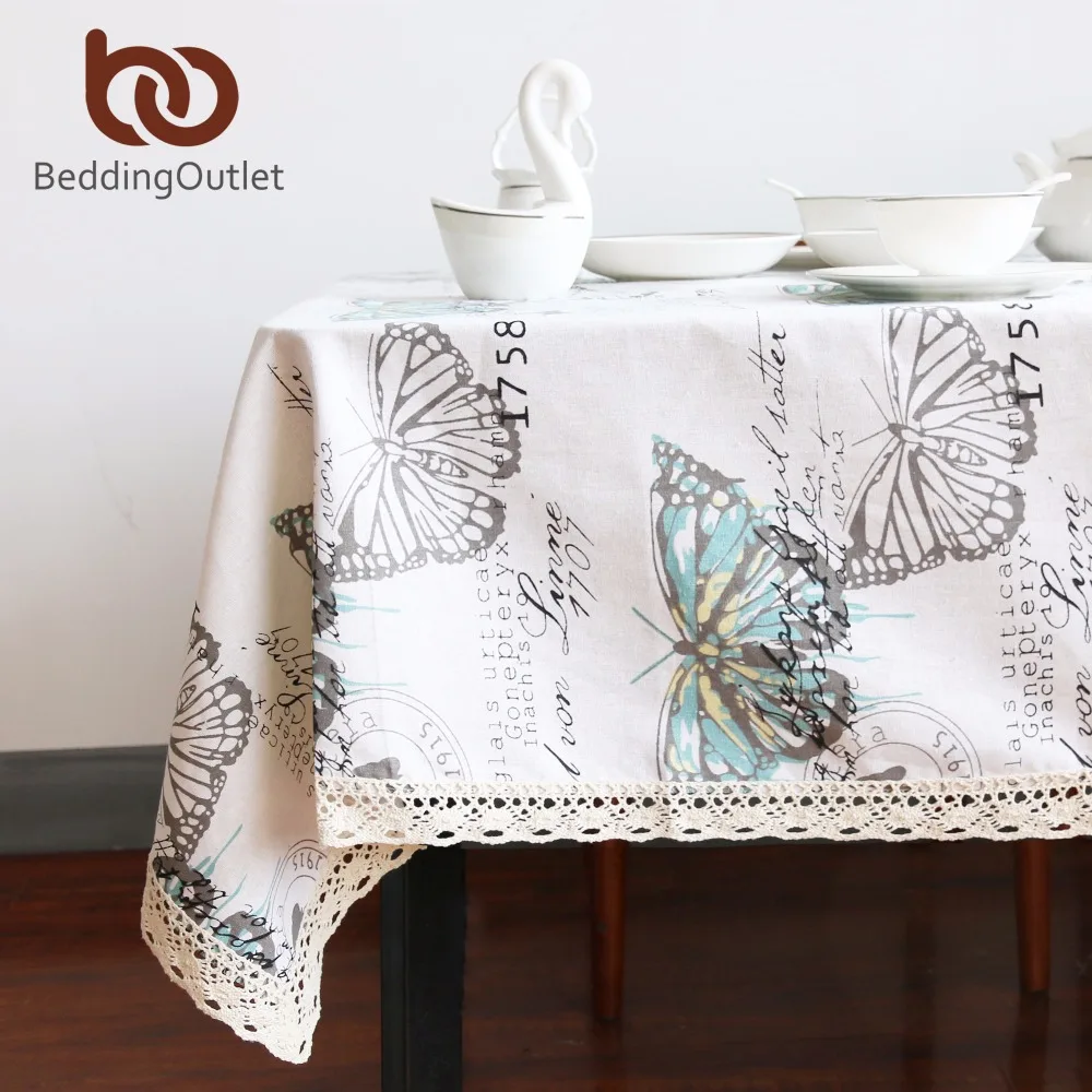BeddingOutlet Butterfly Tablecloth Cotton Linen Dinner Table Cloth