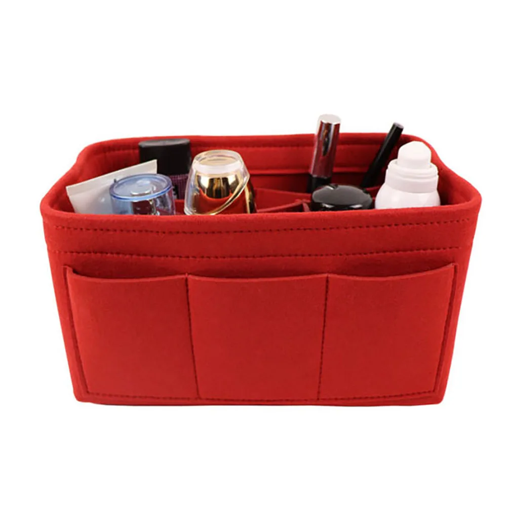 Фетровая косметичка контейнер для хранения Макияж инструмент туалетные сумки Органайзер чехол - Цвет: Красный