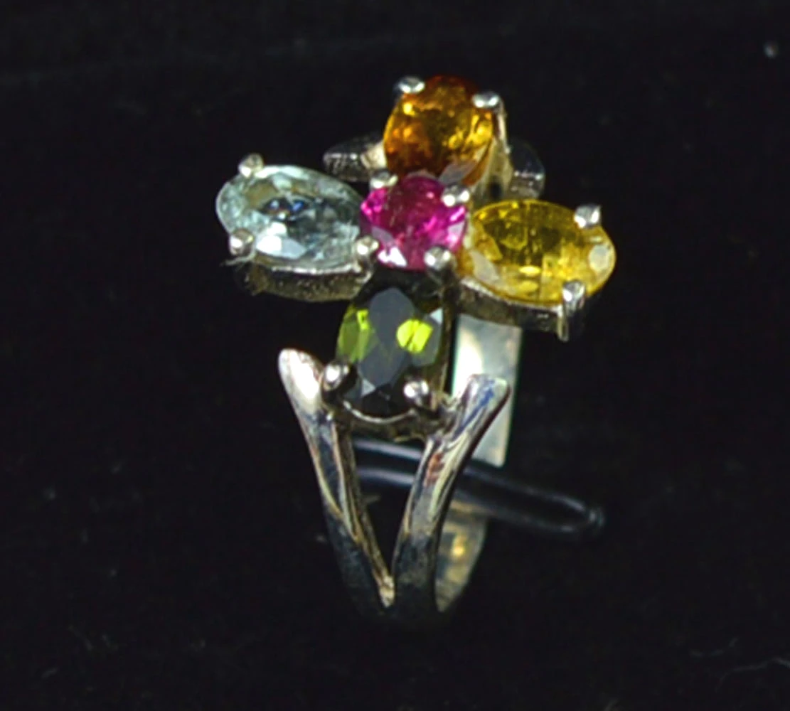 

Hand make Genuine Tourmaline Ring, 100% 925 Sterling Silver, Size: 7.25, AR0129