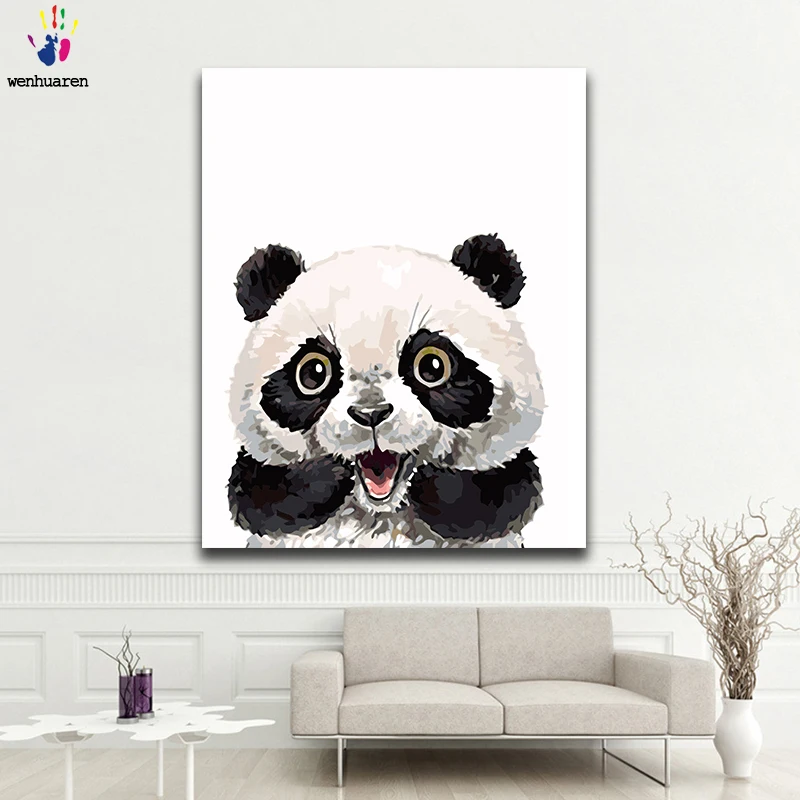 

Diy paint by numbers picture painting by numbers with kits Lovely interesting Rabbit cat Panda Filling and coloring gift