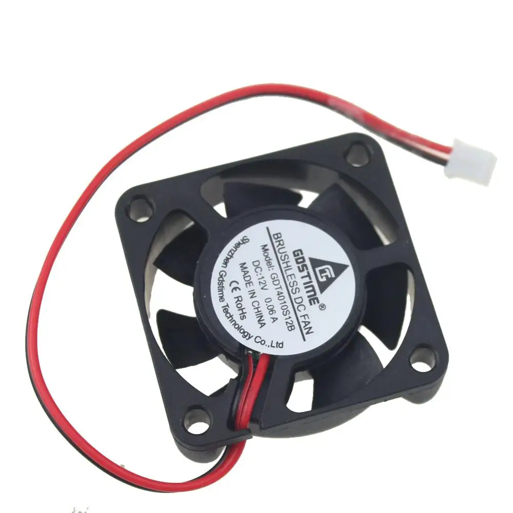 

Gdstime 2 Pieces 12V 4cm 40x40x10mm Mini Brushless DC Cooling Fan 40mm x 10mm 4010 Cooler 2pin 2.0 7 Blades 0.06A