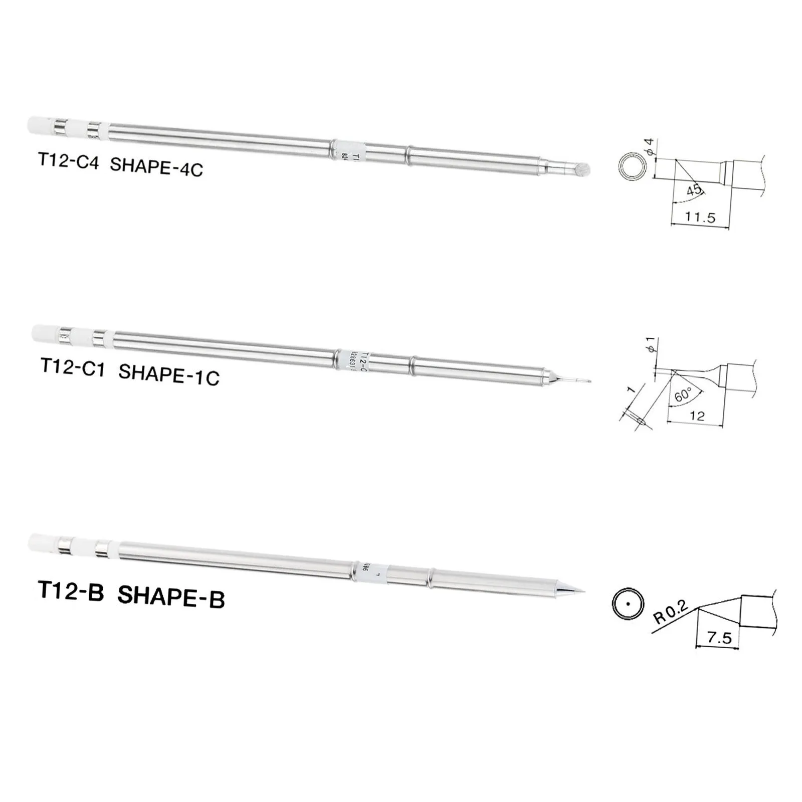 DRELD 3 шт./компл. T12 серии жало паяльника T12-C4 12-C1 T12-B для паяльная станция FX-951 FX-952 FX-950
