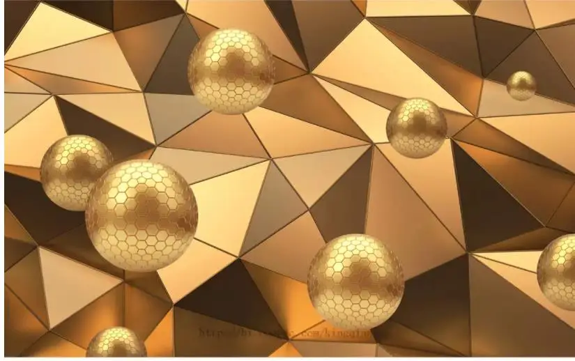 Golden sphere stereo background 3d background wall golden