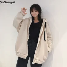 Vestes à capuche femmes lettre fermeture éclair imprimée Plus épais Plus velours chaud Sweatshirts femmes Style coréen all,match.