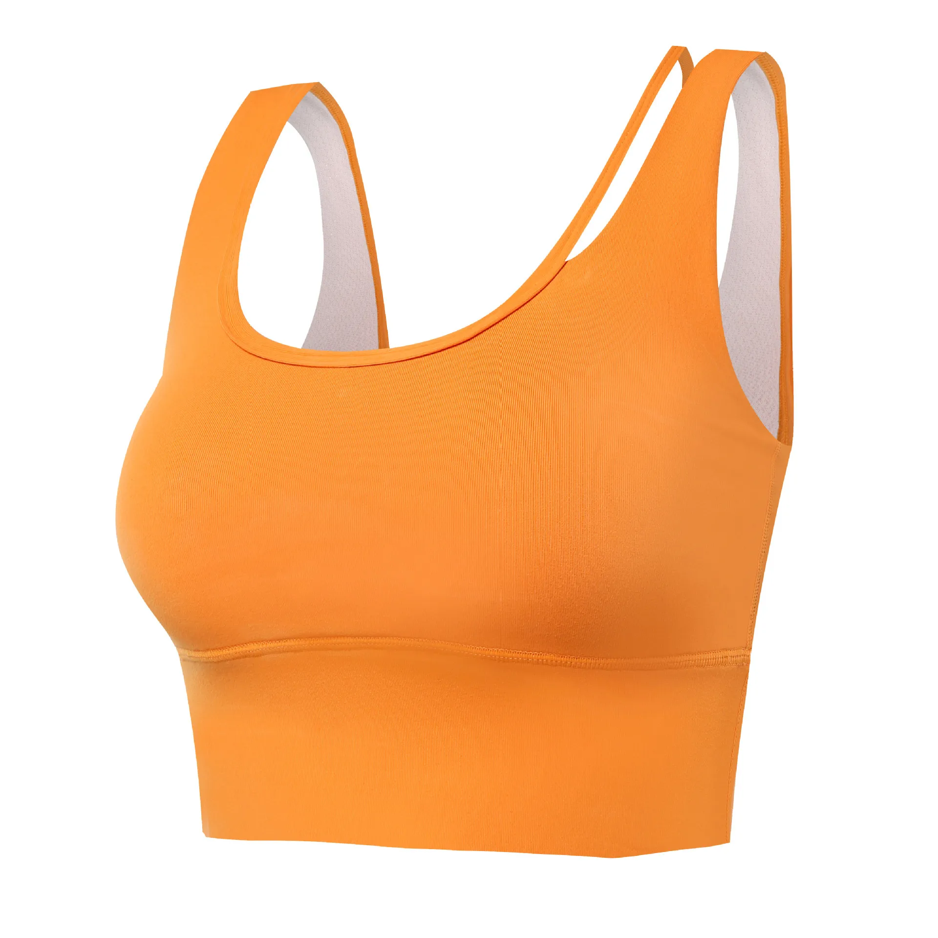 Wmuncc спортивный бюстгальтер для фитнеса, женский сексуальный укороченный топ с открытой спиной, компрессионный топ для бега, тренировок, тренажерного зала, топ для йоги, мягкий ударопрочный пуш-ап - Цвет: Оранжевый