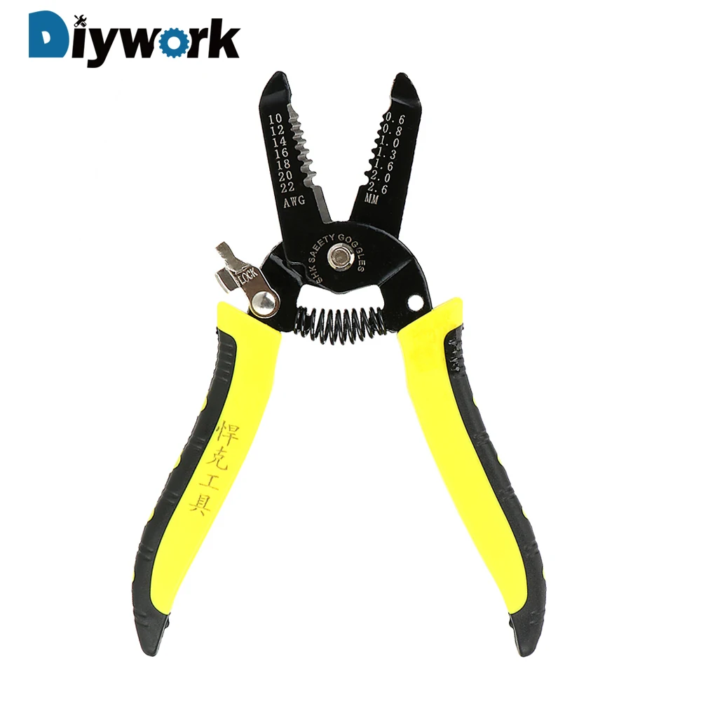 

DIYWORK Hand Tool Steel Wire Stripping Plier Wire Cable Stripper Multifunction Cutting Stripping