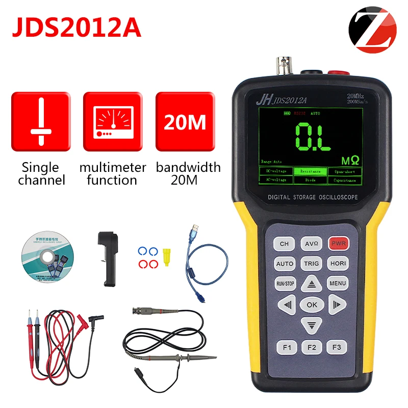 

Digital Oscilloscope 1Channels 200MSa/S Bandwidth Jinhan JDS2012A/2023 20MHz Handheld Oscilloscope In Stock On Sale