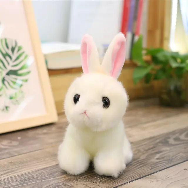 simulation Rabbit stuffed animals fluffy soft High quality Grey white Bunny life like style plush animal toy gift for baby girl