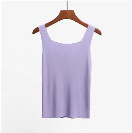 NIJIUDING, женская мода, тонкая кофточка, летние вязальные майки, топы, женские, облегающие, без рукавов, камзол с блестящей вискозной вязкой - Цвет: purple