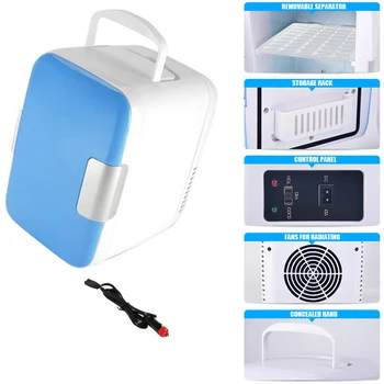 

Cooler Warm Use 12V Portable 4L Mini for Camping Driving blue Car Fridge Freezer Travel Refrigerator hot sale