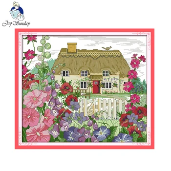 

Joy sunday Embroidery Kit Needlework DIY Cross Stitch Printed Morning Glory Hut Pattern Cross-Stitch Wall Decor Cross-stitch Set