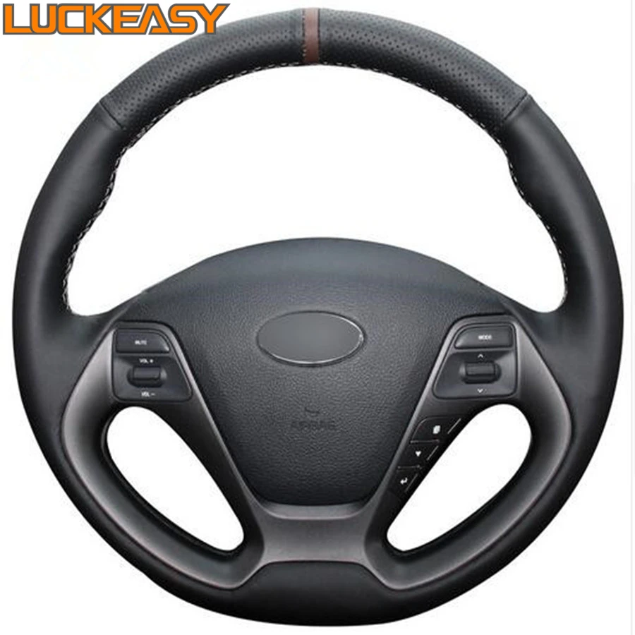Black Genuine Leather Car Steering Wheel Cover for Kia K3 2013 K2 2015 Ceed Cee d