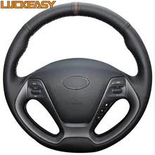 Черный кожаный руль автомобиля Обложка для Kia K3 2013 K2 2015 Ceed cee’d 2013 2014 Cerato 2013 -2015