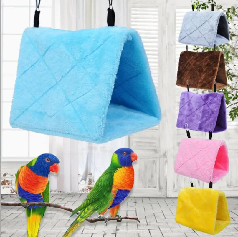 

Soft Plush Bird Nest Hammock Autumn And Winter Warm Cotton Nest Removable Triangle Bed Parrot Swing Toy