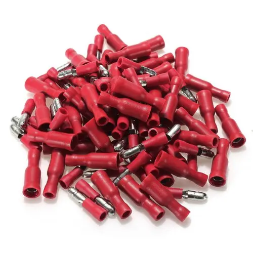 

BMBY Hot 100x Cable lugs Round sockets + Round connector crimp Set Red