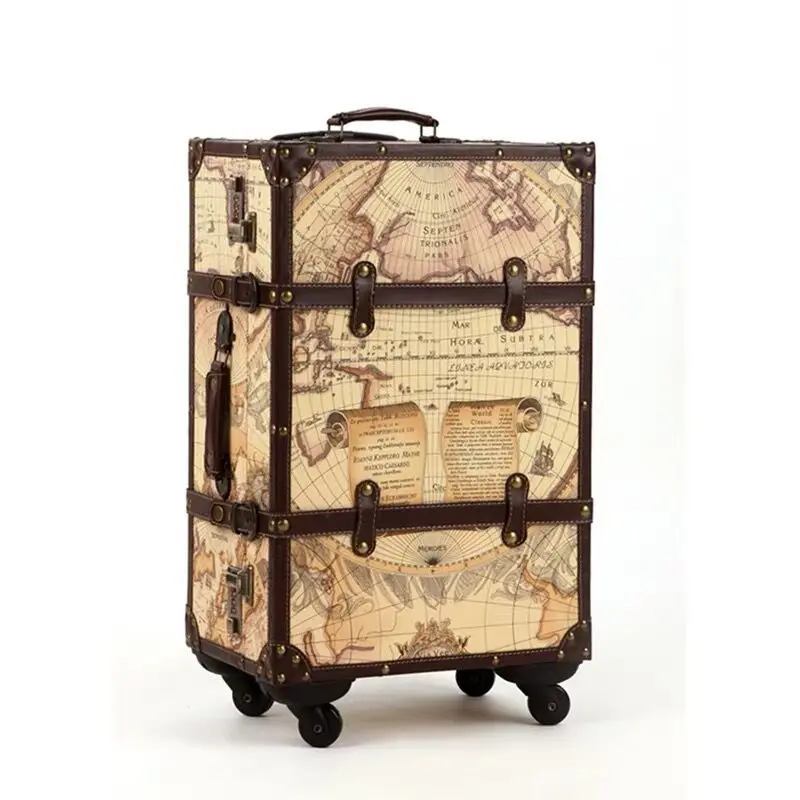

New Retro 20/24/26 size PU Rolling Luggage bag Spinner brand high quality Travel Suitcase Women High capacity Trolley travel bag