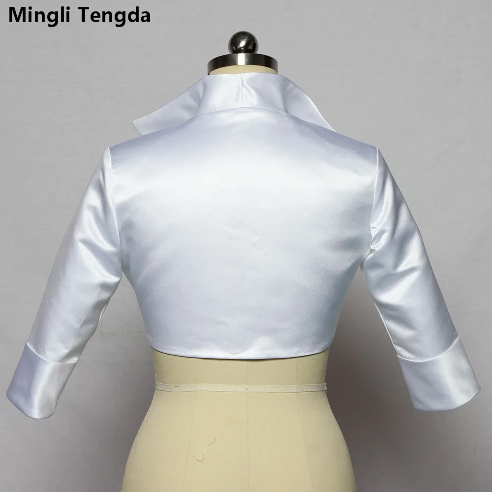 Latest Style White/Ivory Half Sleeves Satin Wedding Bolero Bridal Jacket Bridal Shrug Wrap Accessories Cape Vestidos Par