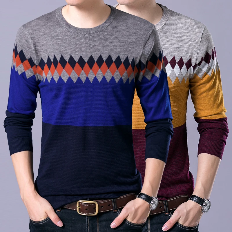 2018 новый тонкий свитер брендовая мужская одежда повседневная мужская пуловер качество полосатый вязаный свитер мужской