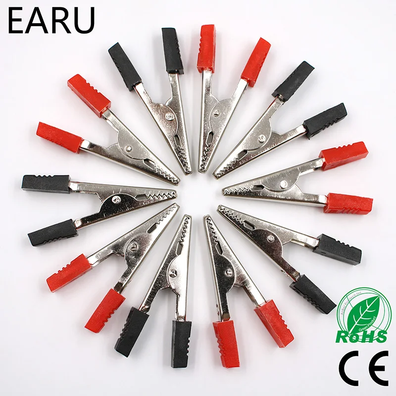 

10Pcs 5cm Red + Black NEW Electrical Tool Alligator Clips Battery Clip Crocodile Car Caravan Van Battery Test Lead Clips 50mm