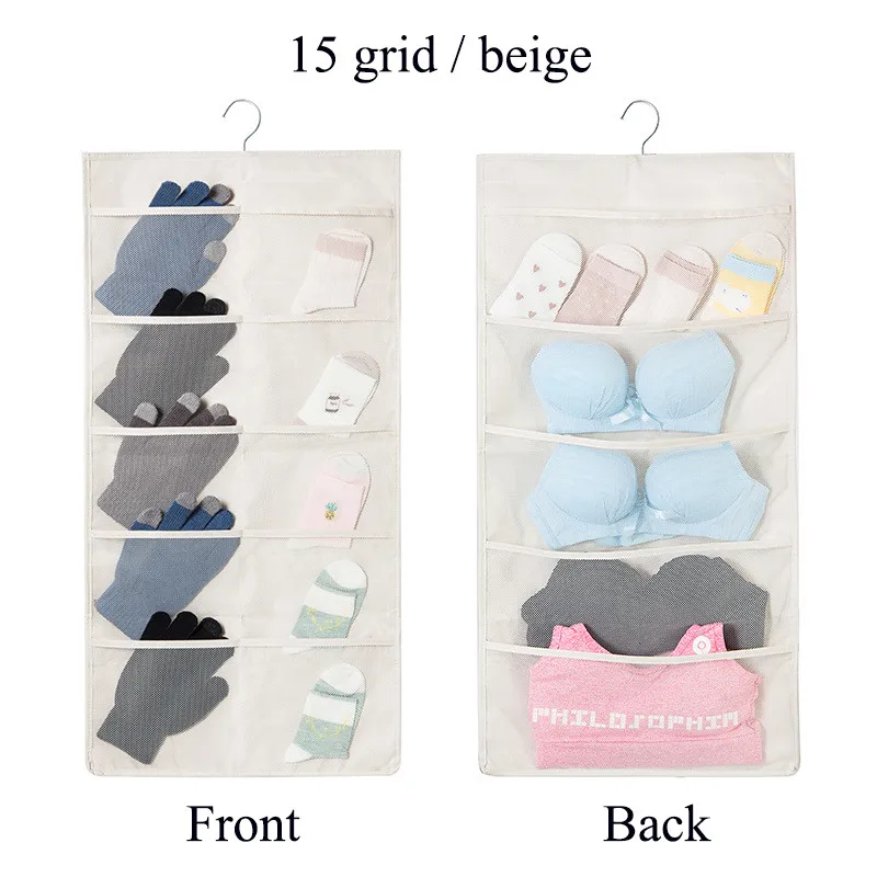 

2019 New Design 15 Grid Hanging Storage Bag Bra Underwear Socks Organizer Multi Pockets Pouch Toiletries Storage Bags