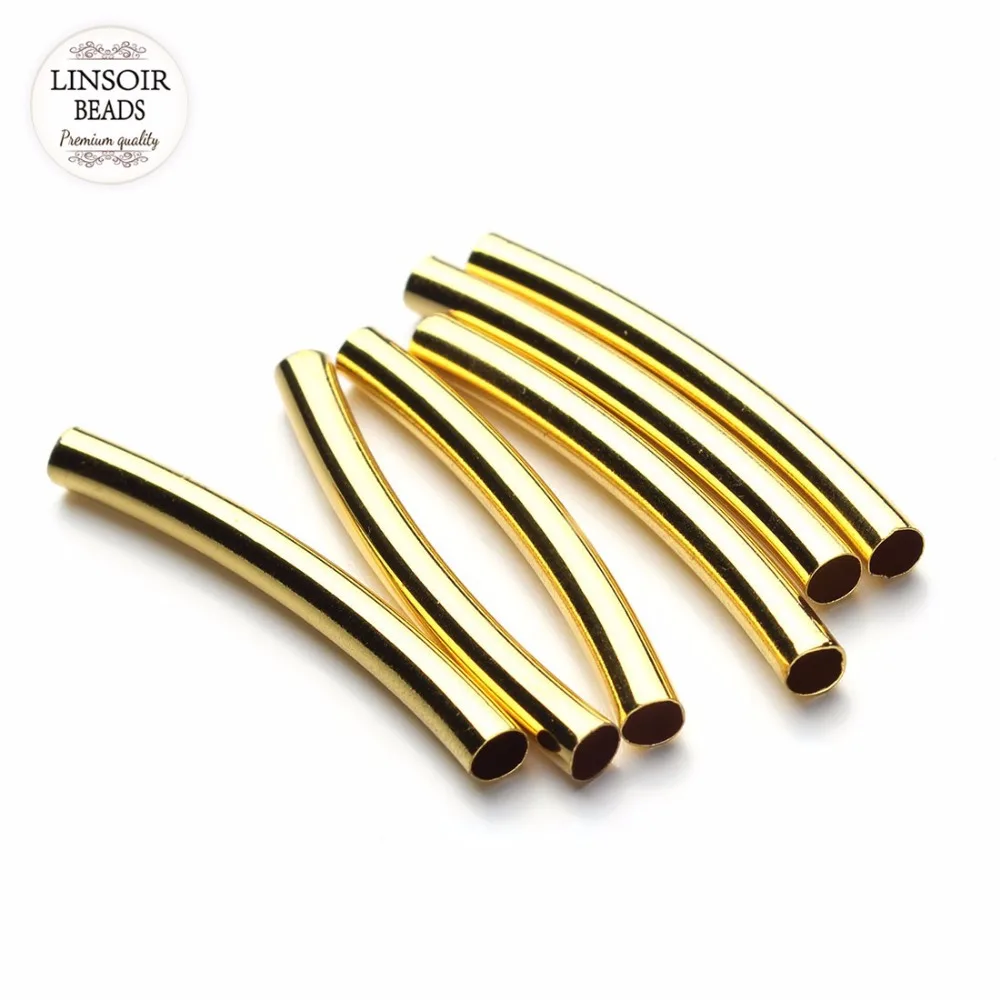 20pcs/lot 4*39mm brass Tube Connectors spacer beads jewelry Finding Curve Tube Bracelets F2783