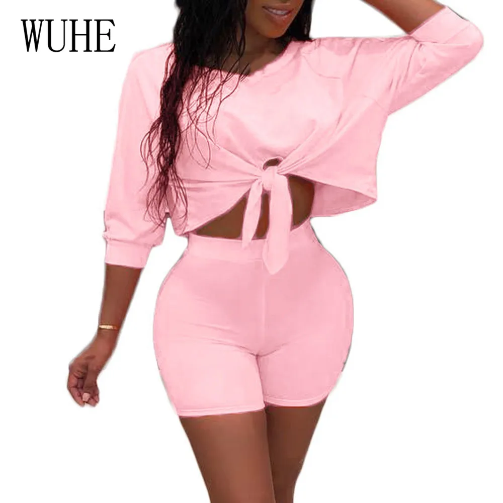 WUHE Rompers Women Casual Lace-up Hollow Out Two Pieces Sets Playsuits Femme Summer Bodycon Bandage Jumpsuits Plus Size 3XL WUHE Rompers Women Casual Lace-up Hollow Out Two Pieces Sets Playsuits Femme Summer Bodycon Bandage Jumpsuits Plus Size 3XL