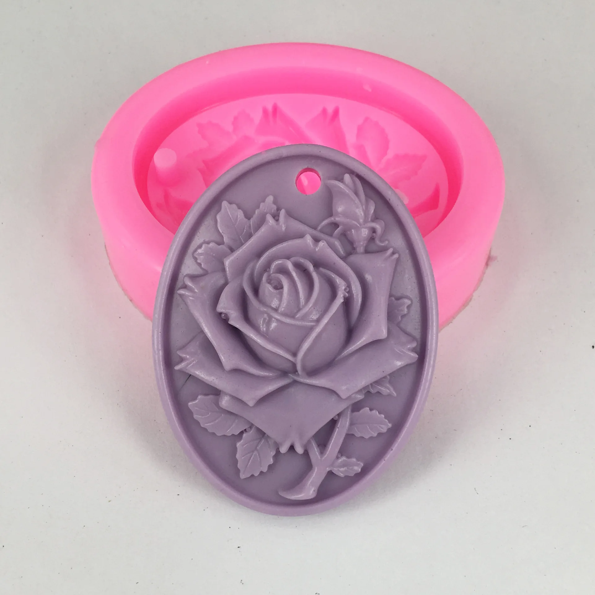 Clay Craft rose gypsum aromatherapy mold flip sugar Car pendant Oval Plaster Tablet Silicon Mould