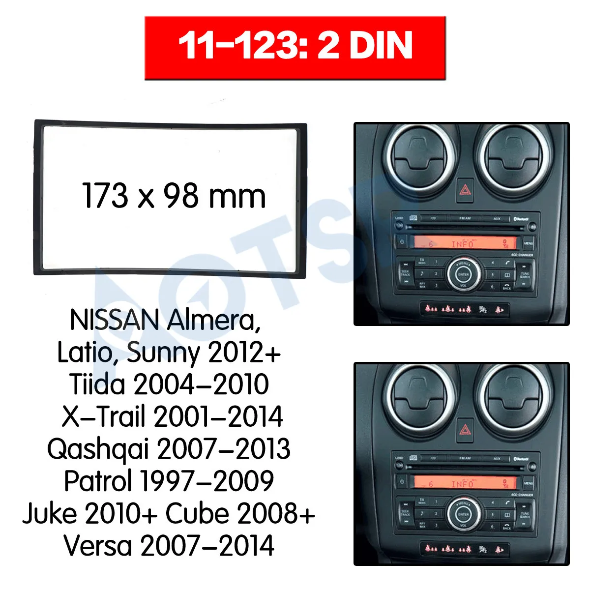 Рамка для радиоприемника NISSAN Almera Latio Sunny 2012 + Tiida 2004 2010 X Trail 2001 2014 | Панели -4000026944329
