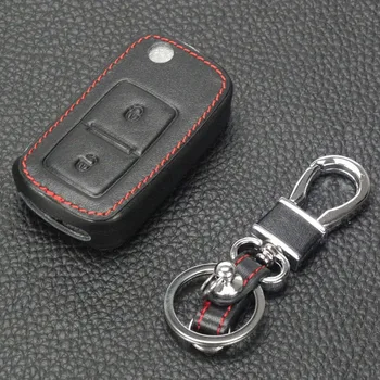 Keyforkess custodia in pelle a 2 pulsanti per auto Flip Key Cover per VW Passat Polo Golf Seat Touran Bora Jetta Cady Touran Sharan Transporter - Jingyuqin custodia in pelle a 2 pulsanti per auto Flip Key Cover per VW Passat