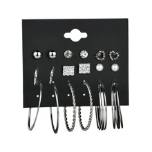 MissCyCy 8 пар/уп. сплав Слон геометрические листья знак мира серьги гвоздики для женщин Винтаж Rhienstone серьги набор