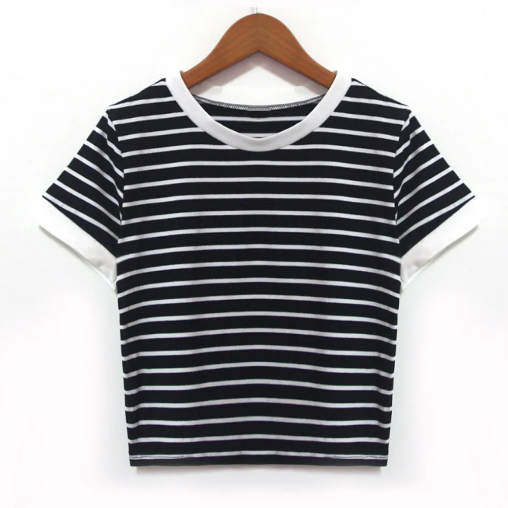 

Fashion Women Short Sleeve Striped Casual T Shirt O Neck Tops T Shirt Korean Fashion Summer 2019 New Sexy