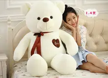 large 140cm white teddy bear plush toy silk belt love heart bear doll soft hug pillow,Valentine’s Day,Xmas gift c608