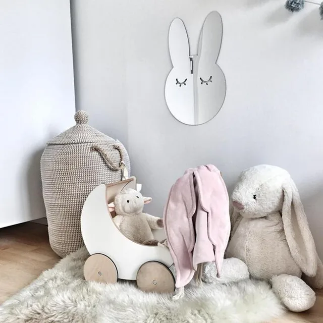 Nordic Scandinavië Stijl Nursery Decor Spiegel Borden Kinderkamer Nordic Scandinavië Stijl Nursery Decor Spiegel Borden Kinderkamer Decoratie Zilver Bunny Zwaan En Cloud Muur