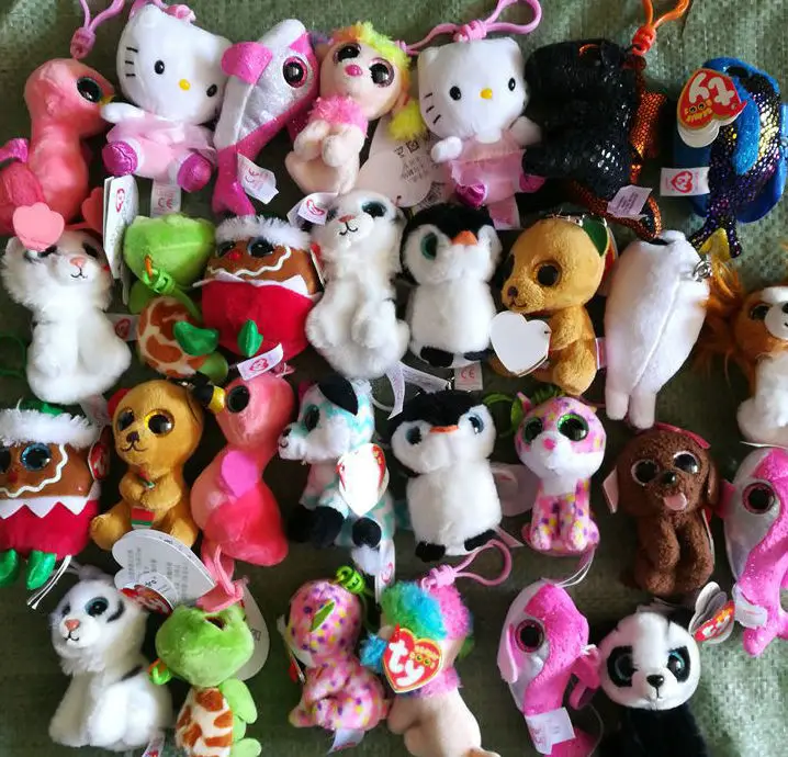 

10pcs/lot TY Beanie Boos Plush Keychain Toys Babies Big Eyes Rabbit Dog Dragon Leopard Owl Unicorn Animal Stuffed Doll Toy Gift