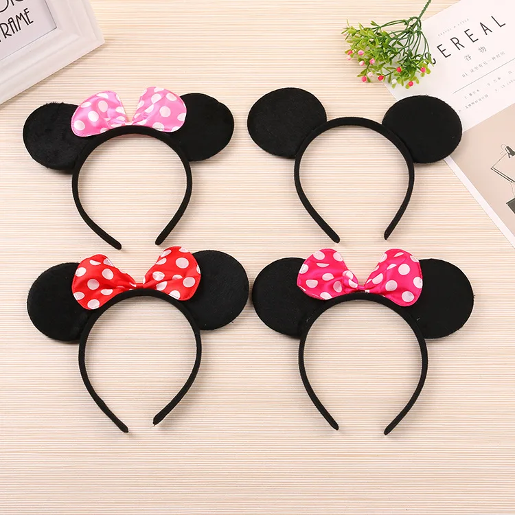 

Cute Mickey Minnie Shiny Hairband Red mouse Ears Headbands For Women Hair Bows Accessories Birthday Party Celebration Hot