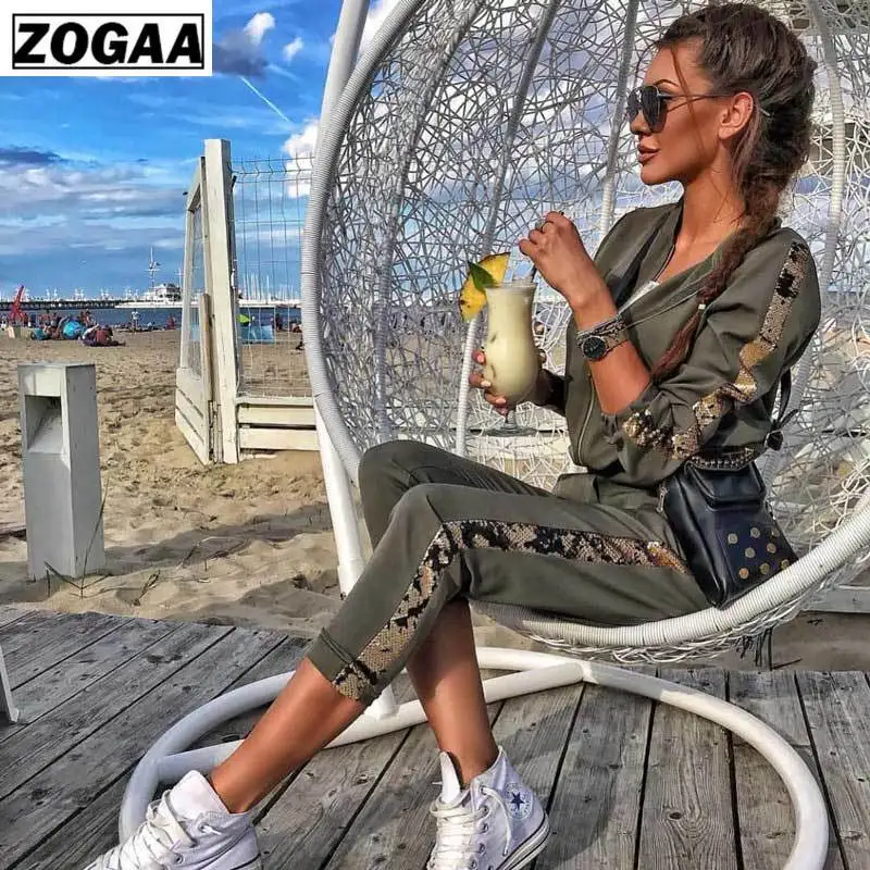 

Women Sets Fall Outfit 2019 Casual Tracksuit Women 2 Piece Set Top and Pants Sequined Patchwork Zipper Outwear Sexy Sweat Suit