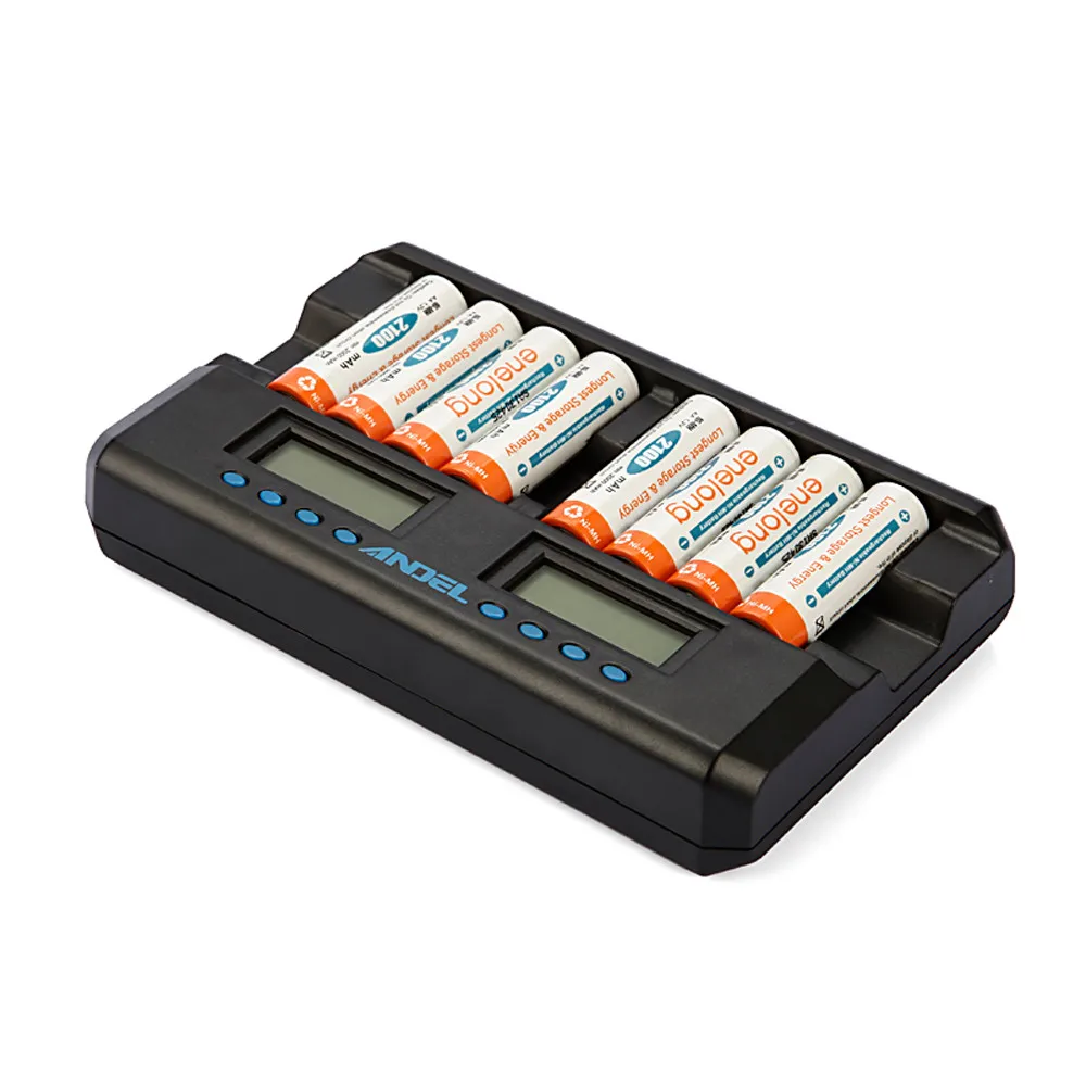 Universal 8 Slot Smart AA AAA NIMH Rechargeable Batteries LCD Charger Battery Charger Powerful