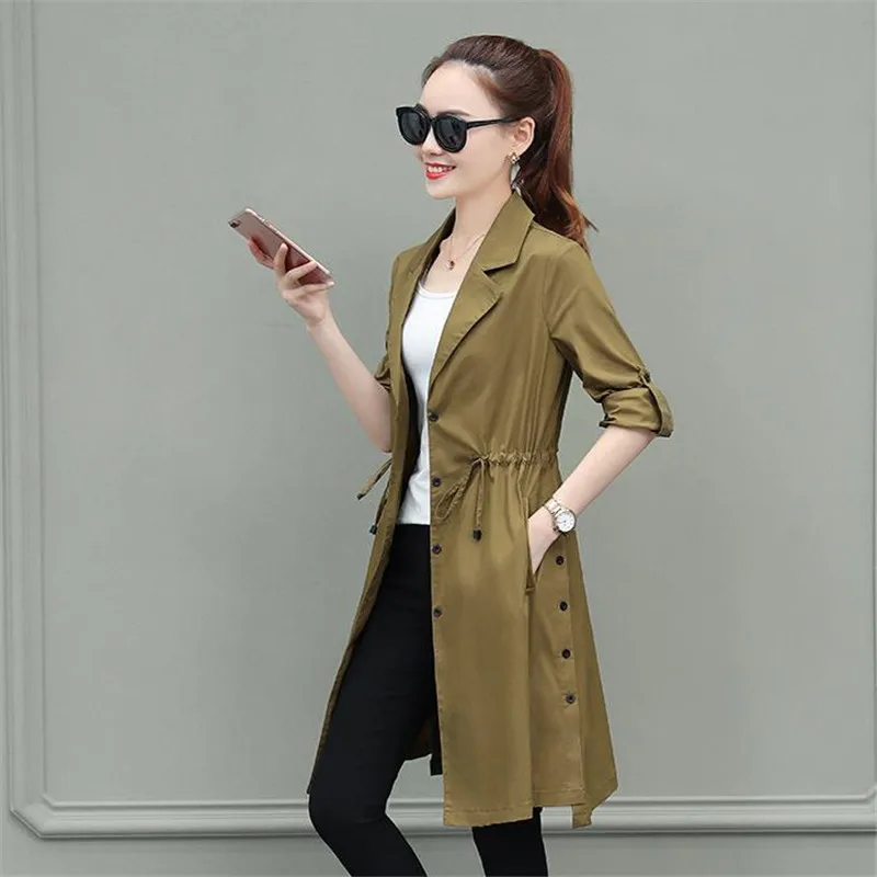 Manches À dark Taille Beige Hc083 Femmes Veste Bouton Pour Unique Coupe Décontracté Nouveau Vêtements Modèle khaki Longues Réglable vent 2019 Green De Mode zqvPCzRw