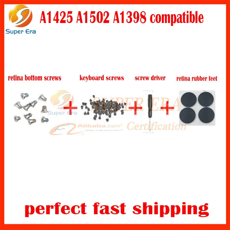 

4pcs/set A1425 A1502 A1398 rubber feet for macbook retina 13'' 15'' bottom case cover screws screw driver keyboard screws