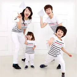 Chanjoycc Одинаковые комплекты для семьи; футболка новые летние для мамы, папы и ребенка футболка с короткими рукавами для мальчиков и девочек